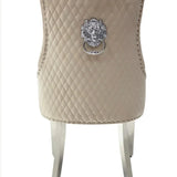 Louis Marble & Chrome Dining Table With Lion Knocker Velvet Chairs & High Back 130cm Bench - Esme Furnishings