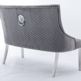 Louis Marble & Chrome Dining Table With Lion Knocker Velvet Chairs & High Back 130cm Bench - Esme Furnishings