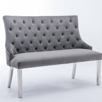 Louis Marble & Chrome Dining Table With Lion Knocker Velvet Chairs & High Back 130cm Bench - Esme Furnishings