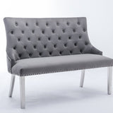 Louis Marble & Chrome Dining Table With Lion Knocker Velvet Chairs & High Back 130cm Bench - Esme Furnishings