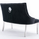Louis Marble & Chrome Dining Table With Lion Knocker Velvet Chairs & High Back 130cm Bench - Esme Furnishings