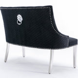 Louis Marble & Chrome Dining Table With Lion Knocker Velvet Chairs & High Back 130cm Bench - Esme Furnishings
