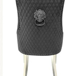 Louis Marble & Chrome Dining Table With Lion Knocker Velvet Chairs & High Back 130cm Bench - Esme Furnishings
