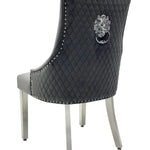 Louis Marble & Chrome Dining Table With Lion Knocker Velvet Chairs & High Back 130cm Bench - Esme Furnishings