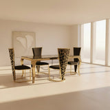 Louis Marble & Gold Dining Table With Florence High Back Velvet Chairs - Esme Furnishings