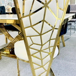 Louis Marble & Gold Dining Table With Florence High Back Velvet Chairs - Esme Furnishings
