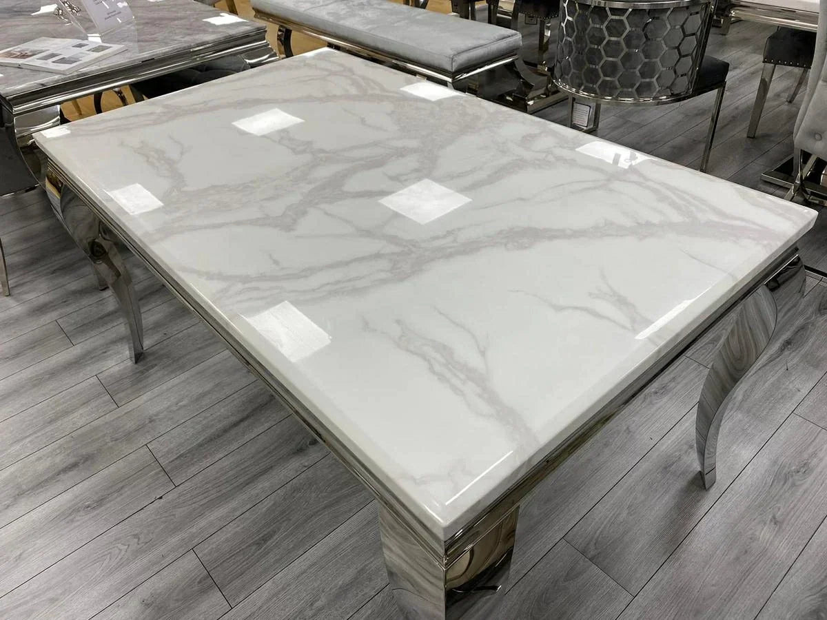 Louis 150CM Marble & Chrome Dining Table - 5 Colours
