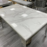 Louis 150CM Marble & Chrome Dining Table - 5 Colours