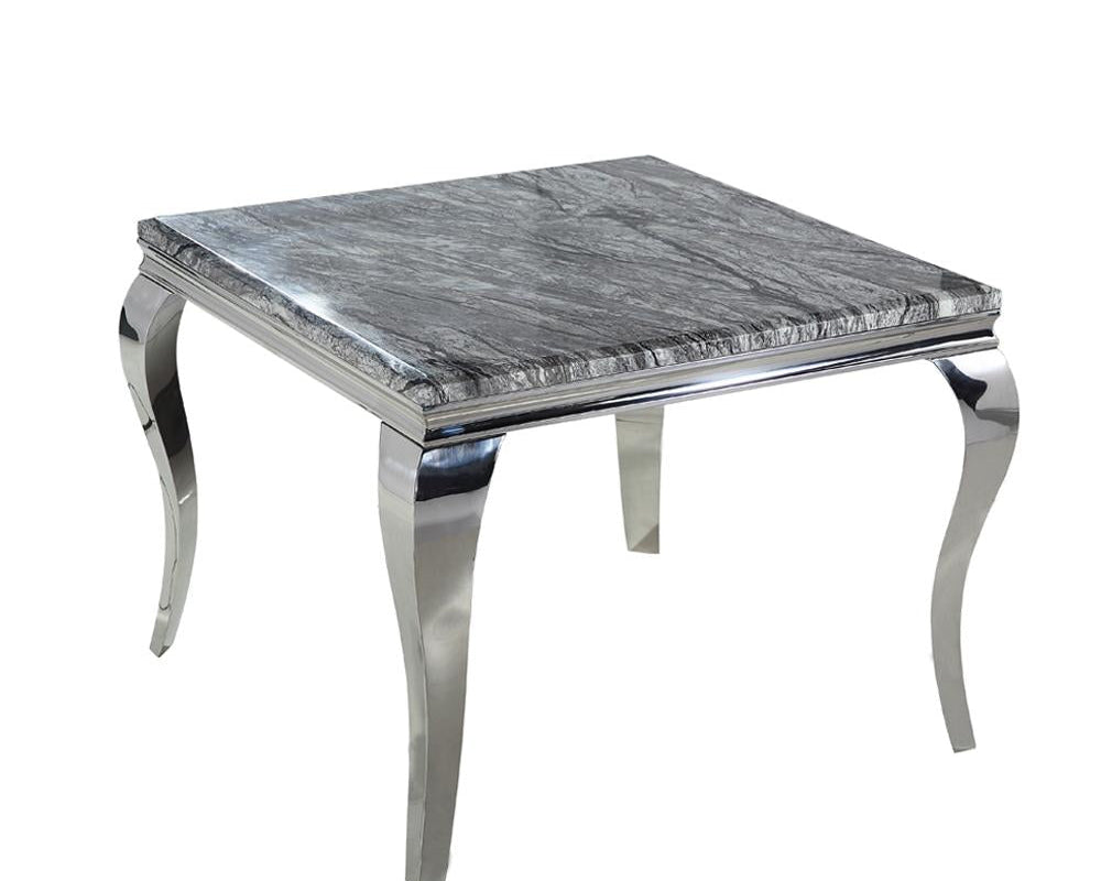 Louis 100cm Square Marble / Glass Dining Table - Belmont Interiors
