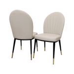 Lucien 180cm Gold Dining Table with Pandora Gold Sintered Stone Top + Etta Beige PU Leather Dining Chairs-Esme Furnishings
