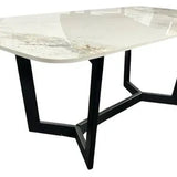 Lucien 180cm White Grey Dining Table With Black Legs - Esme Furnishings