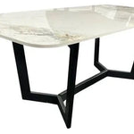 Lucien 180cm White Grey Dining Table With Black Legs - Esme Furnishings
