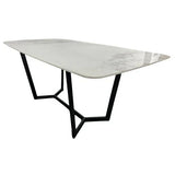 Lucien 180cm White Grey Dining Table With Black Legs - Esme Furnishings
