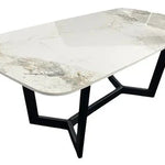 Lucien 180cm White Grey Dining Table With Black Legs - Esme Furnishings