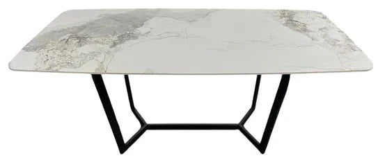 Lucien 180cm White Grey Dining Table With Black Legs - Esme Furnishings