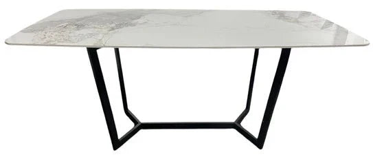Lucien 180cm White Grey Dining Table With Black Legs - Esme Furnishings