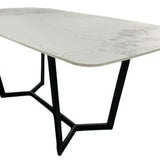 Lucien 180cm White Grey Dining Table With Black Legs - Esme Furnishings