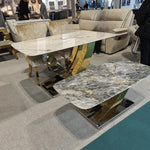Lucy X Leg Gold Marble 120cm Coffee Table In 2 Colours - Esme Furnishings