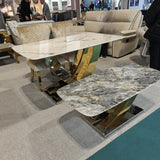 Lucy X Leg Gold Marble 120cm Coffee Table In 2 Colours - Esme Furnishings