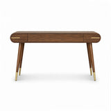 Berkeley Designs Malibu Natural Walnut Console Table with Gold Brass Handles