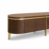Berkeley Designs Malibu Natural Walnut Media Unit with Gold Brass Handles