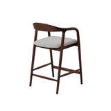Tessa Walnut Dark Wooden Ivory Boucle Fabric Bar Stool