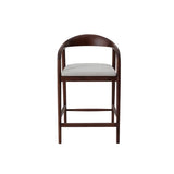 Tessa Walnut Dark Wooden Ivory Boucle Fabric Bar Stool