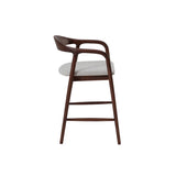 Tessa Walnut Dark Wooden Ivory Boucle Fabric Bar Stool