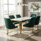 Mayfair 180CM Gold Marble Dining Table With Brompton Gold Velvet Dining Chairs
