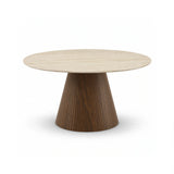Berkeley Designs Milan 120CM Round Dining Table White Marble Walnut