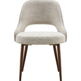 Levente 160cm Italian Brass & White Pandora Classico Ceramic Marble Dining Table With Milo Walnut & Taupe Fabric Chairs