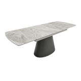Monaco 160-240cm Grey Extendable Dining Table with Florence Swivel Fabric 360 Grey Chairs