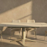Star 127-177cm Travertine Cream Ceramic Marble Side Extending Dining Table