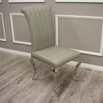 Nicole Light Grey Leather Line Stitch Dining Chair-Esme Furnishings