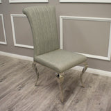 Nicole Light Grey Leather Line Stitch Dining Chair-Esme Furnishings
