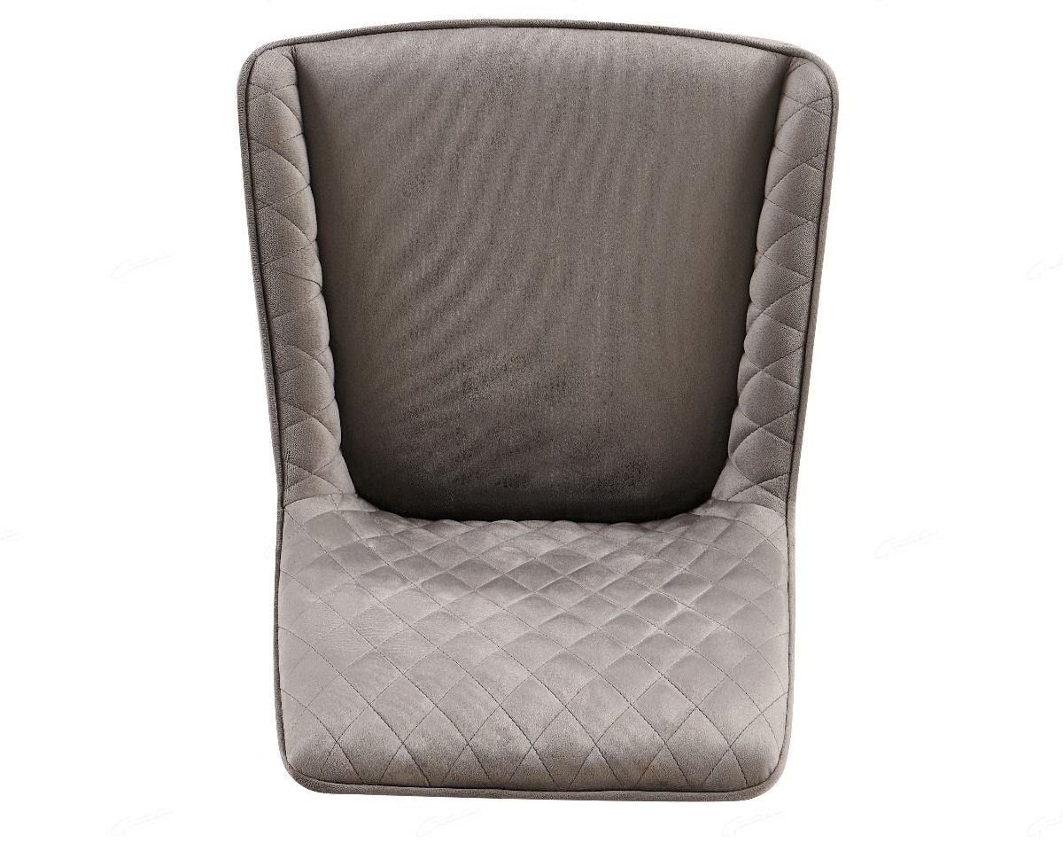 Nina Grey Velvet Quilted Dining Chairs With Black Metal Base - Pairs - Esme Furnishings