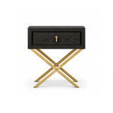 Berkeley Designs Oxford 1 Drawer Side Table Textured Espresso Oak with Gold Handles