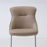 Set of 2 Venus Cappuccino Leather Dining Chairs - Pairs