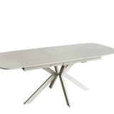 Elsey Travertine Ceramic Marble 160-200cm Centre Extending Dining Table
