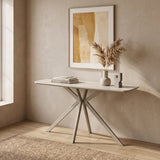 Elsey Travertine Ceramic Marble Console Table