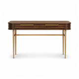 Berkeley Designs Paris Natural Walnut Console Table with Gold Brass Handles