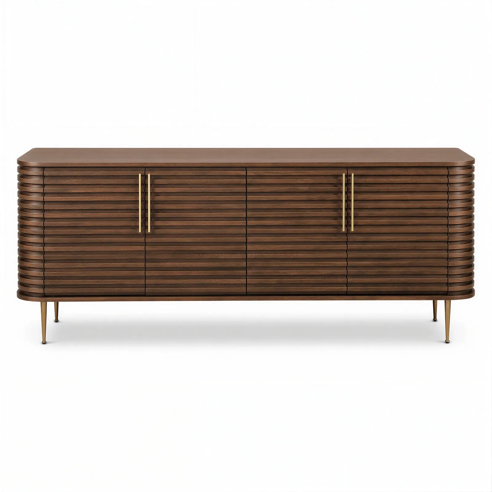 Berkeley Designs Paris Natural Walnut Sideboard with Gold Brass Handles