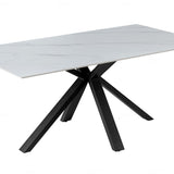 Phoenix 160cm White Ceramic Sintered Marble Dining Table - Esme Furnishings