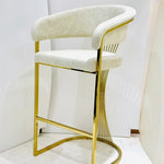 Porto Luxury Cream & Gold Velvet Bar Stool Gold Legs - Esme Furnishings