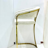 Porto Luxury Cream & Gold Velvet Bar Stool Gold Legs - Esme Furnishings