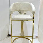 Porto Luxury Cream & Gold Velvet Bar Stool Gold Legs - Esme Furnishings
