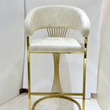 Porto Luxury Cream & Gold Velvet Bar Stool Gold Legs - Esme Furnishings