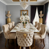 Ravello 180cm Cream & Gold Dining Table with Valentino Chairs