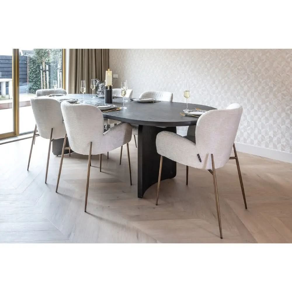 Richmond Interiors Amber Cream Velvet Armchair – Modern Accent or Dining Chair