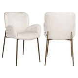 Richmond Interiors Amber Cream Velvet Armchair – Modern Accent or Dining Chair